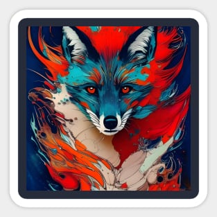 Graphic Novel Comic Book Art Style Blue Fox Sticker